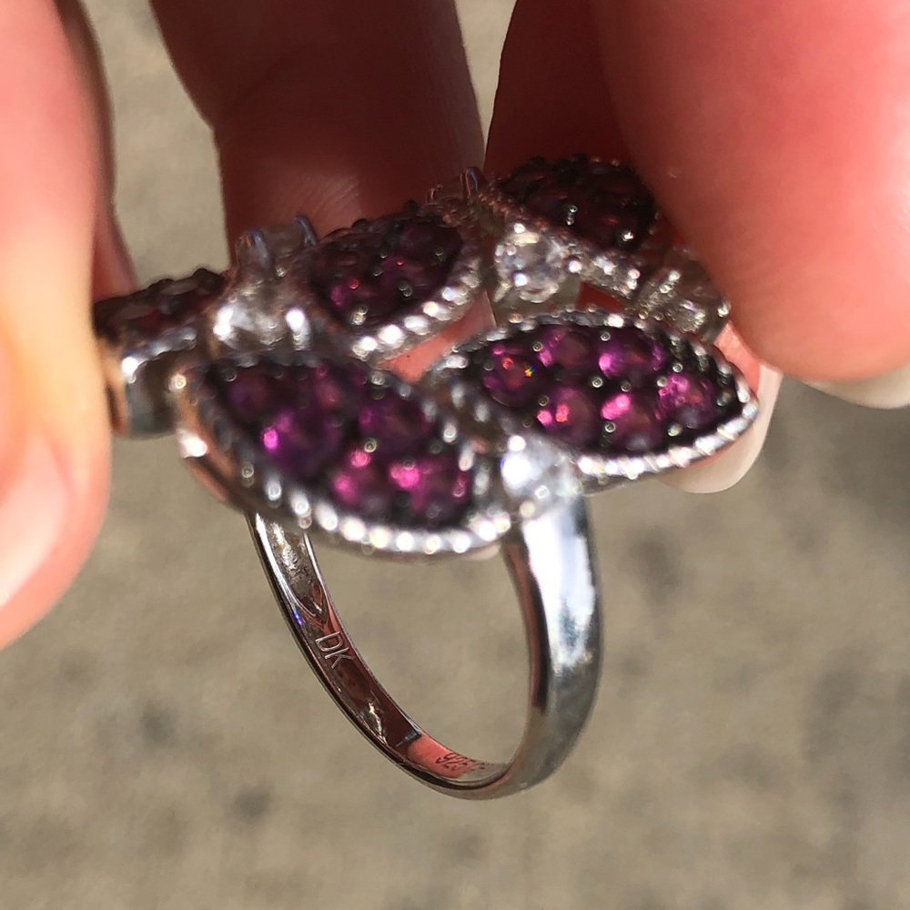 Sterling Silver Dk Statement Ring 925 Floral 8 - image 4